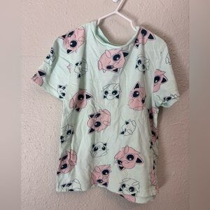 Pokemon Mint Green Tee with Pink Jigglypuff All-Over Print